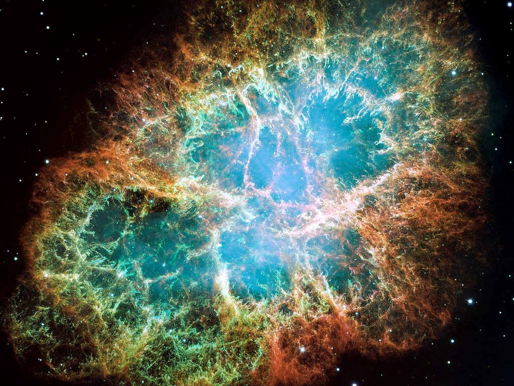 Ez a NASA Hubble Űrteleszkóp egyik legnagyobb mozaikképe a Rák-ködről, amely egy csillag szupernóva-robbanásának hat fényév szélességű táguló maradványa.