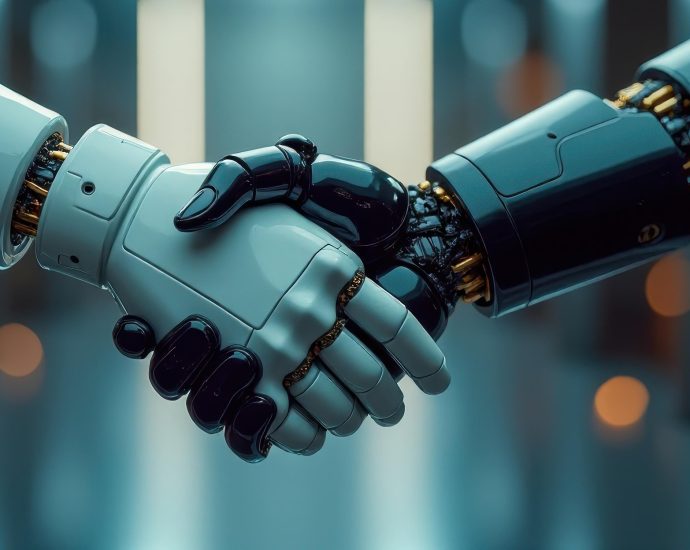humanoid robot kézfogás AI tech innováció pixa