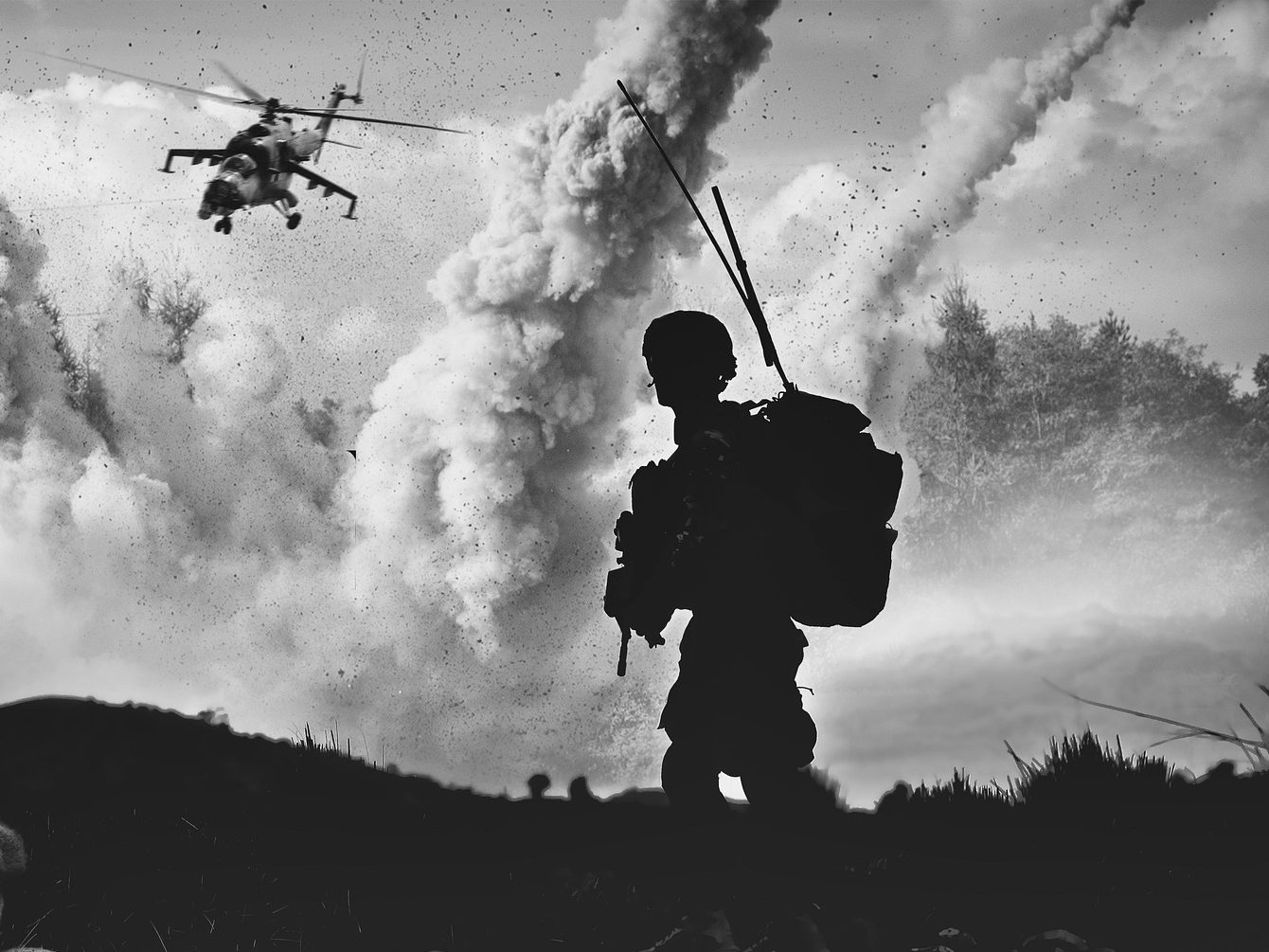 háború környezet csatatér közélet politika pixa bombázás helikopter katona