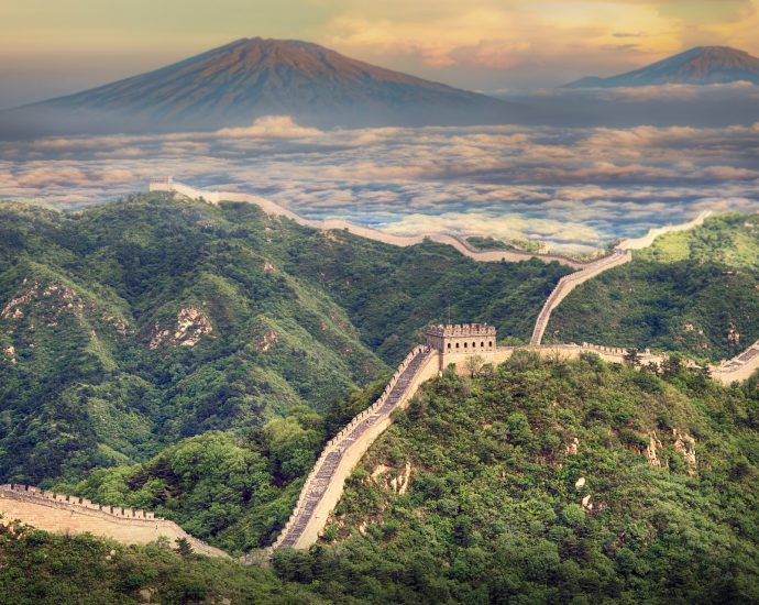 Kína China kínai nagyfal pixa tájkép hegyek