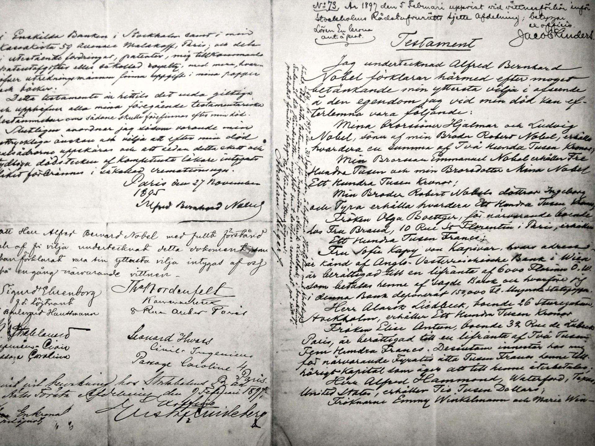 nobel-díj Alfred Nobel rendelkezése a díjról wiki